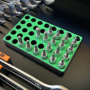 Magnetic Bit Socket Organizer 1/4" Drive | Custom Color Tool Tray | No-Slip Toolbox Holder | 3D Printed Storage Rack | Small to Large Sizes