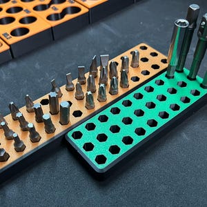 Magnetic Bit Organizer Rack | 1/4" Hex Driver Bit Holder | Custom Color Tool Tray | No-Slip Toolbox Storage | 3D Printed – 15 to 45 Bits
