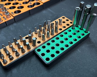 Magnetic Bit Organizer Rack | 1/4" Hex Driver Bit Holder | Custom Color Tool Tray | No-Slip Toolbox Storage | 3D Printed – 15 to 45 Bits