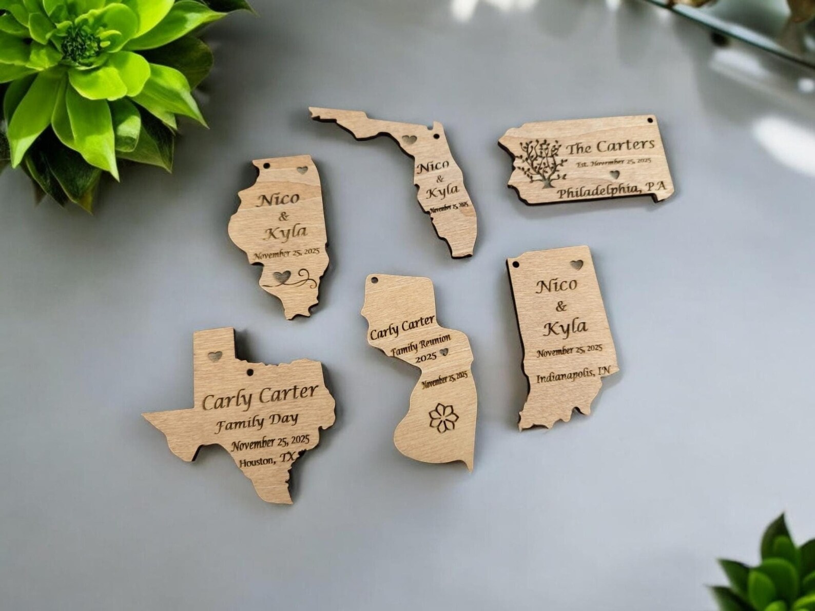 Custom Wooden State Map Favors: Laser Engraved Gift Tags - Etsy