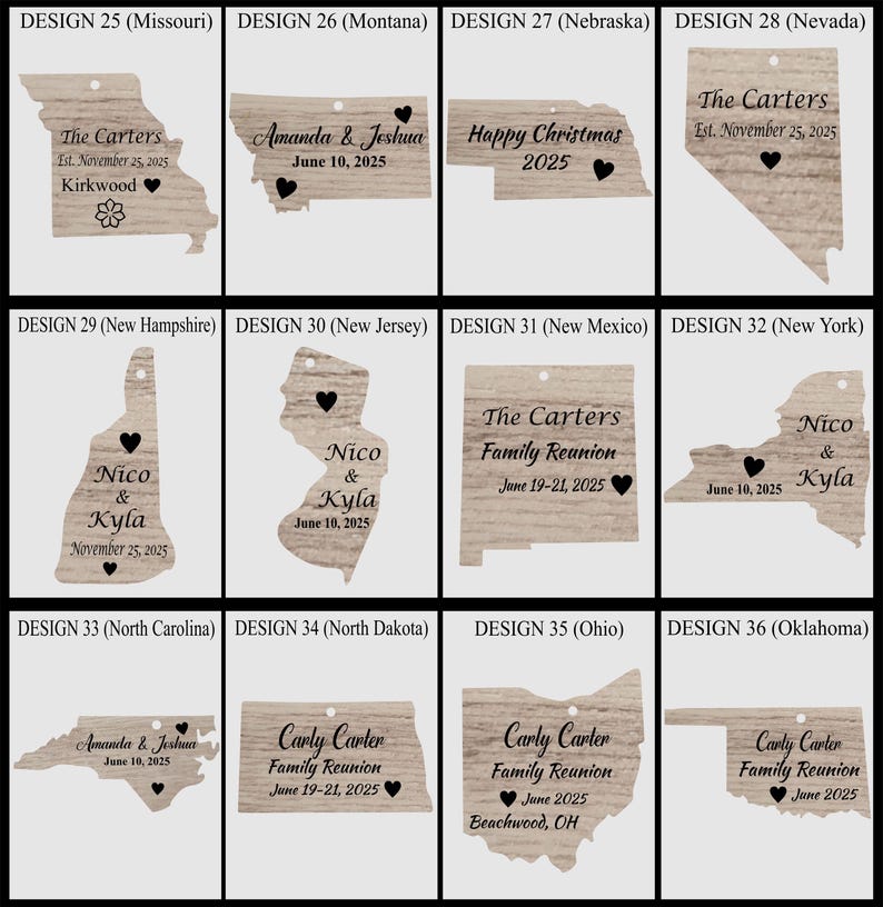 Custom State Map Ornament: Laser Engraved Wooden Wedding Favors - Etsy
