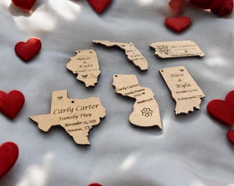 Wooden Map State Favors, Custom State Map Favor, Company or Brand Logo Gift, Laser Engraved Tags for Gifts, Wooden Gift Tag,Map State Favor