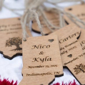 Georgia, Florida, Alabama, Mississippi, Louisiana, Texas, Bulk Wedding Favor Tags for Guests, Custom  Wooden Tags, Bulk Wedding Favors