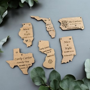 Personalized Wedding Wooden Gift, Our Roots Run Deep,Wooden State Magnets Favor, Family Reunion Gift, Family Reunion Gift, Family Ornaments