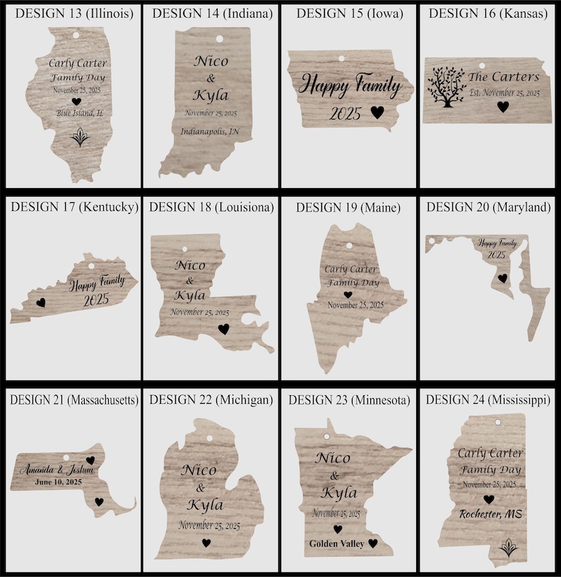 Custom State Map Ornament: Laser Engraved Wooden Wedding Favors - Etsy