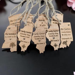 South Carolina, Georgia, Florida, Alabama, Mississippi, Louisiana, Texas, Bulk Wedding Favors for Guests, Engraved Map State Ornaments