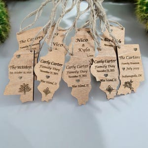 South Carolina, Georgia, Florida, Alabama, Mississippi, Louisiana, Texas, Bulk Wedding Favors for Guests, Engraved Map State Ornaments