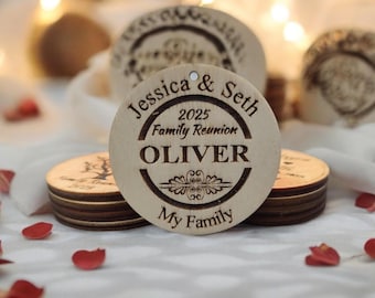 Custom Map Ornament: Engraved Wood, Family Reunion Favor