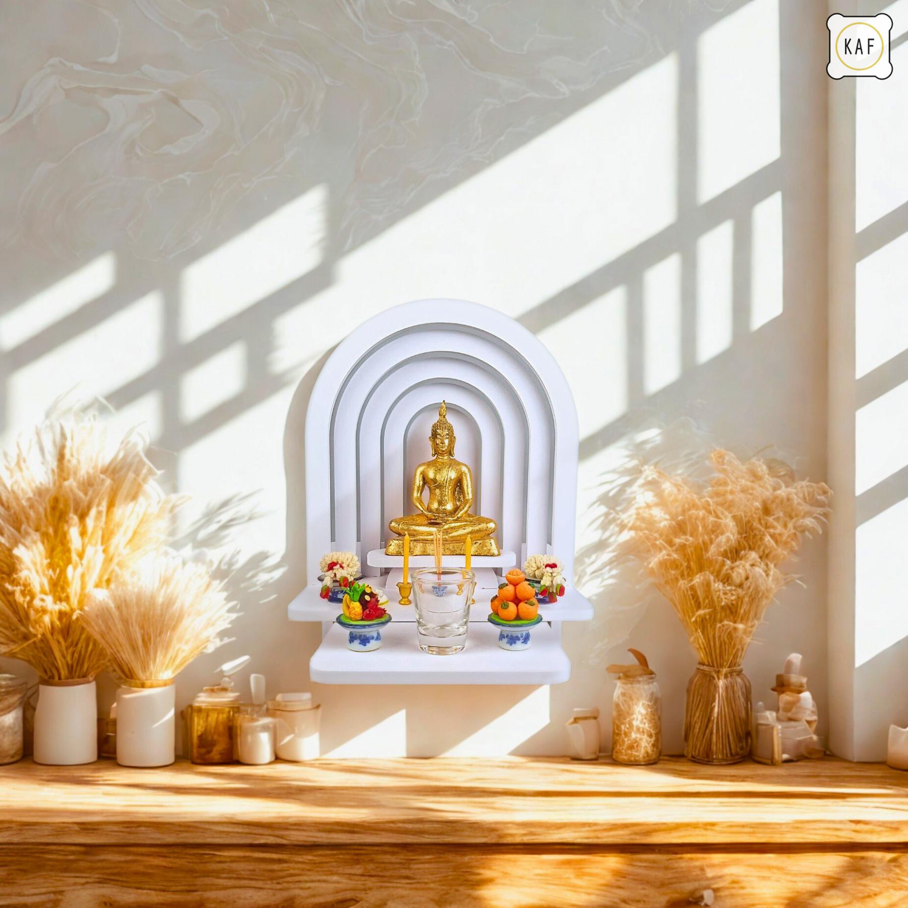 Modern Buddhist Altar Table with Sliding Tray – Wall-Mounted or Tabletop Shrine | Spiritual Shelf by KAF (New Design)