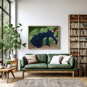 Dekadente Junge Frau | Frauenportrait | Vintage Wand Kunst | Smaragdgrüne Kunst | Nach dem Tanz, Moody Wall Decor, druckbare digitale Download
