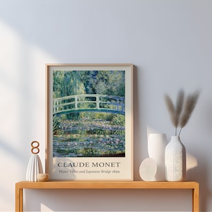 Monet Print, Water Lilies Bridge, Claude Monet Wall Art, Monet Exhibition Poster, Landscape Print, Monet Poster Digital Print, PRINTABLE art