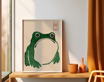Japanese Frog Woodblock Print, Matsumoto Hoji Ukiyo-e Poster (Digital Download)