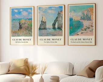 Claude Monet Coastal Painting Set, Impressionism Art Prints (Digital Download)