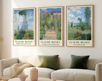 Monet Triptych Posters, Vintage Impressionism Art (Digital Download)