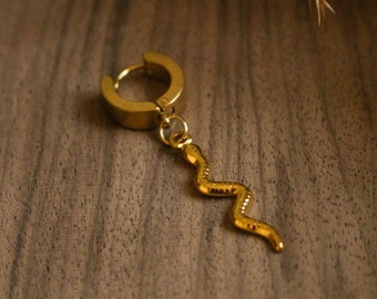 Gold snake earring | Single or pair of boho bohemian hippie nature earrings for unisex men