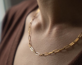 Necklace with thick stainless steel chain in gold and silver | Minimalist necklace with simple chain