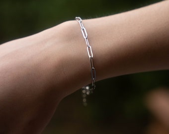 Bracelet minimaliste chaine épaisse en acier inoxydable or et argent