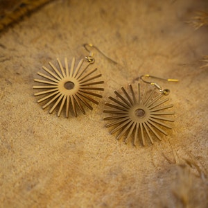 Round Minimalist Large Sun Earrings in Gold and Silver Stainless Steel | Bohemian Hippie Sun fantasy Jewelry