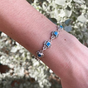 Orientaliskt armband i silvermetall blå e-post – bohemisk stil – justerbara smycken för kvinnor, presentidé