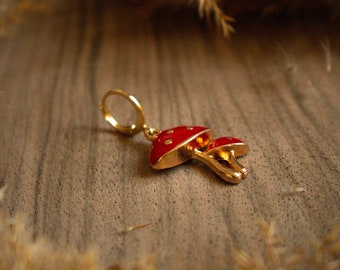 Gold mushroom earring | Single or pair of boho bohemian hippie nature earrings for unisex men