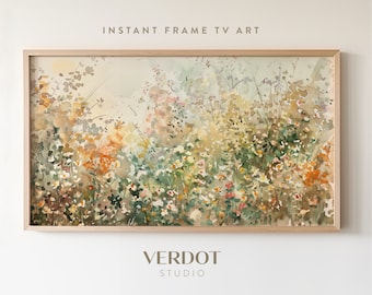 Summer Abstract Flowers Frame TV Art, Colourful Spring Tv Art, Vintage Style Wildflowers Watercolour Painting, Easter Screensaver | TV2442