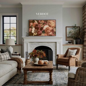 Abstract Fall Floral Frame TV Art, Earthy Autumn Decor | TV26050 image 4
