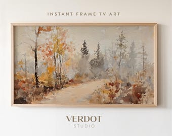 Fall Landscape TV Art, Autumn Path Painting (Digital Download)