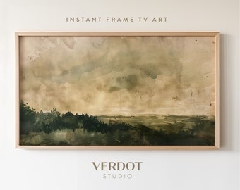Rustic Landscape Frame TV Art, Moody Summer Painting, Golden Abstract Tv Art Download, Nature Scenery Screensaver   | TV24109