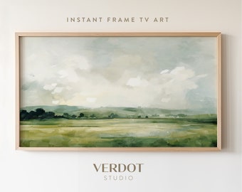 Abstract Landscape Frame TV Art, Modern Spring Scenery Painting, Country Farmhouse Landscape Colourful Summer Screensaver | TV2422