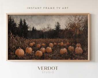 Pumpkin Patch Fall Frame TV Art, Autumn Farm Screensaver, Halloween Decor, Country Landscape Fall Decor, Thanksgiving Scenery | TV24195