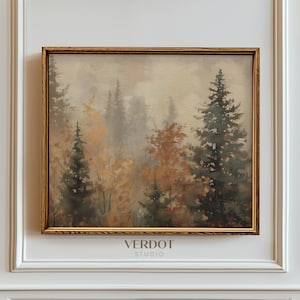 Herbst Bäume Landschaft Druck, druckbare Wandkunst, Herbst Dekor, neutrale Wald Malerei, erdige rustikale Herbst Landschaft Poster | SKU24141