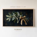 Mistletoe Christmas Frame Tv Art, Vintage Christmas Samsung Frame Tv Art, Dark Holiday Painting, Antique Neutral Screensaver | TV24237