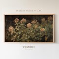 Autumn Garden Frame TV Art, Antique Fall Painting, Dark Green Screensaver, Earthy Organic Floral Vintage Botanical Summer Decor | TV24161