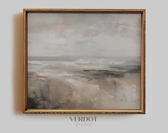 Beige Landscape Print, Printable Wall Art, Coastal Soft Beach Painting, Neutral Abstract Ocean Scenery, Summer Spring Decor | 25031 - PRT 2
