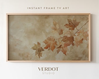Fall Leaf Frame Tv Art, Samsung Frame Tv Download, Vintage Fall Leaves Thanksgiving Decor,  Neutral Country Fall Tree Screensaver | TV24116