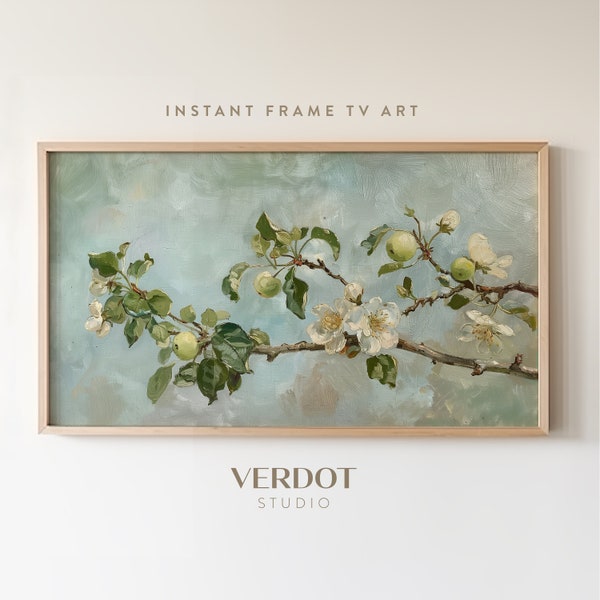 Apple Tree Summer Frame TV Art, Colourful Fruit Blossoms Spring Tv Art, Vintage Style Impressionist Painting, French Country Decor | TV2482