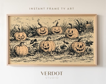 Vintage Cartoon Pumpkin Frame TV Art, Halloween Decor | TV26043