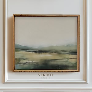 Pintura de paisaje abstracto, arte de pared imprimible, impresión primaveral moderna, decoración contemporánea verde, póster de verano, descarga digital / 2351