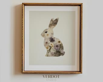 Osterhasen Print, Oster druckbare Wandkunst, Frühlings Print, Osterdeko, Kaninchen Poster, Kinderzimmer Wandkunst | 25010