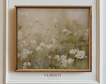 Vintage Spring Printable Wall Art, Wildflower Antique Oil Painting, Rustic Flower Print, Cottage Style Neutral Decor   | 2414
