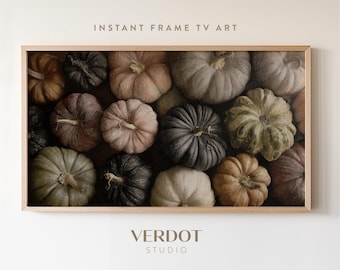 Moody Pumpkin Fall Frame TV Art, Halloween Pumpkin Painting, Autumn Still Life Screensaver, Neutral Fall Decor | TV25075