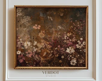 Moody Vintage Wildflowers Print, Printable Wall Art, Dark Rustic Flower Painting, Burgundy Floral Botanical Abstract Poster | 24270 - PRT 2