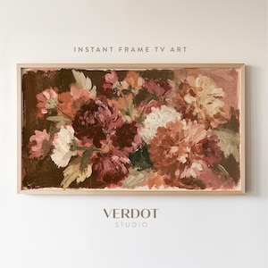 Abstract Fall Floral Frame TV Art, Earthy Autumn Decor | TV26050 image 1