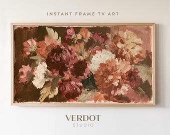 Abstract Fall Floral Frame TV Art, Earthy Autumn Decor | TV26050