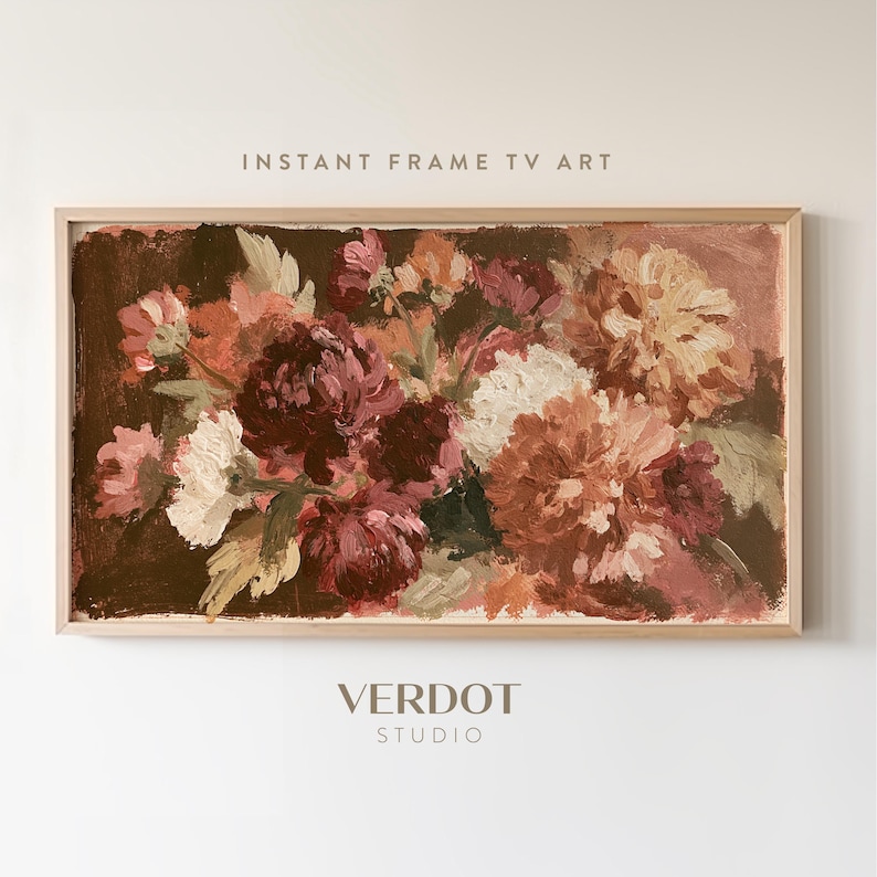 Abstract Fall Floral Frame TV Art, Earthy Autumn Decor | TV26050 image 1