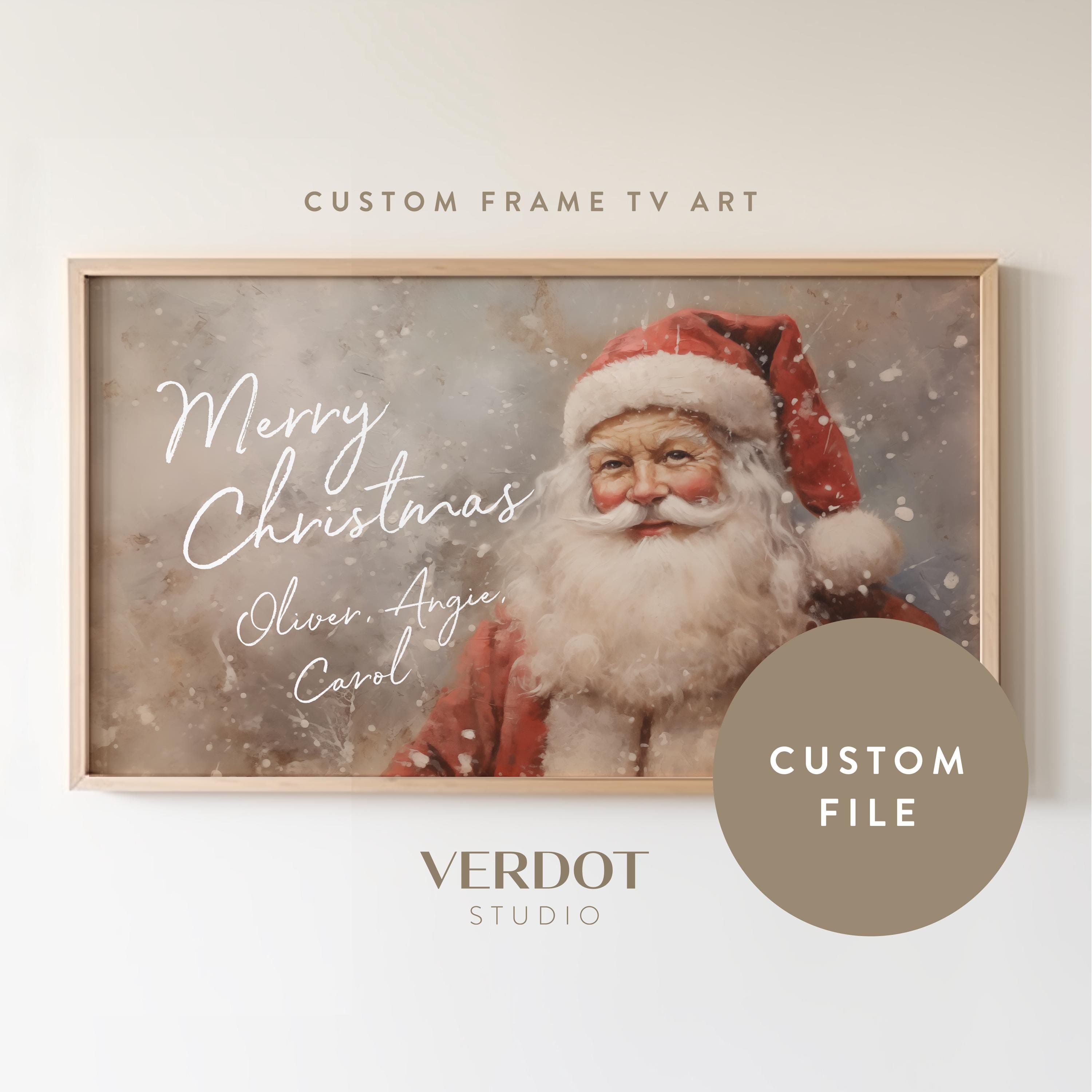 カスタムメリークリスマスサンタフレームテレビアート、サンタクロースからのパーソナライズされた子供向けメリークリスマスメッセージ、ニュートラルホリデーペインティング、ダウンロード  - Etsy 日本, image size:3000x3000