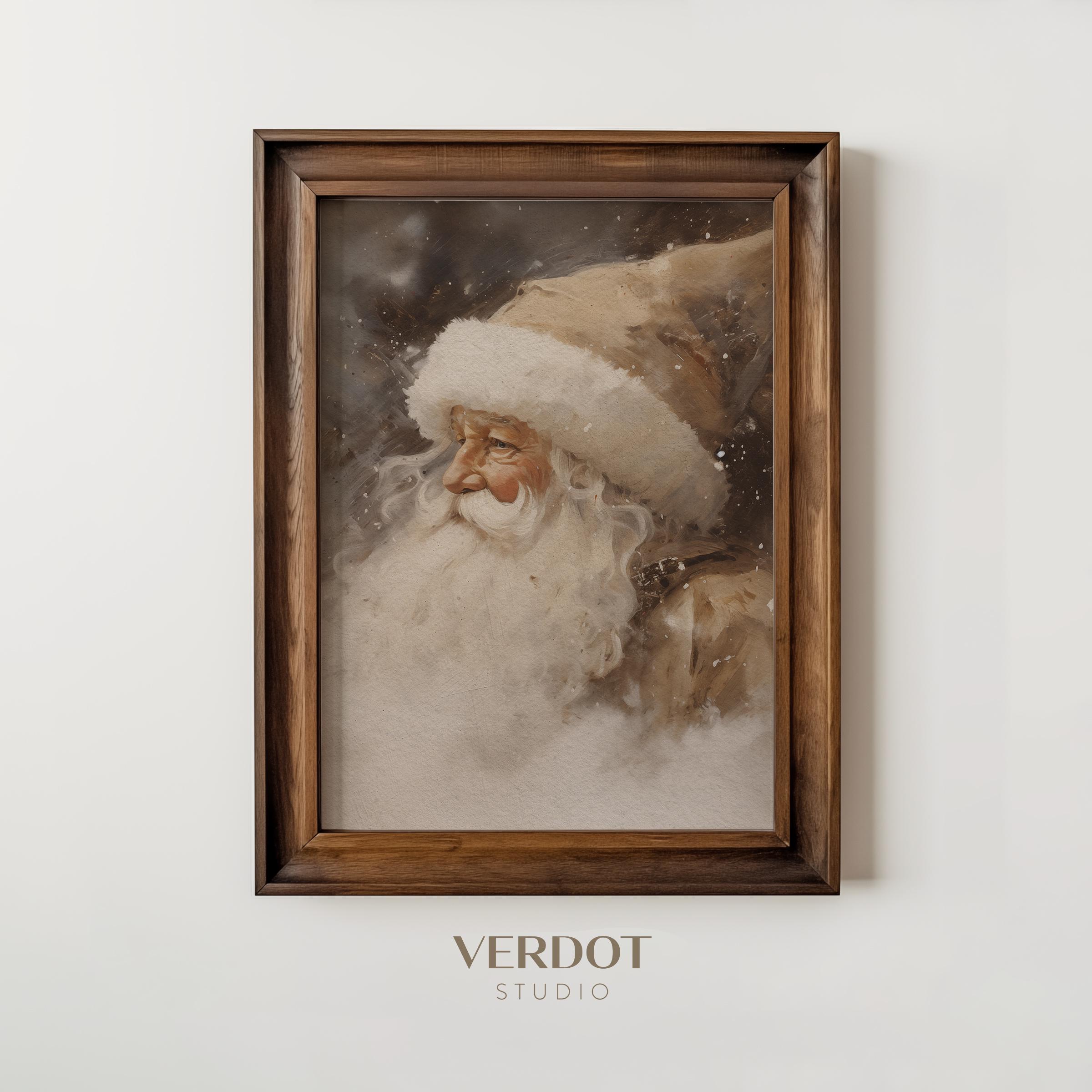 ヴィンテージ サンタクロース ペインティング、クリスマス プリント ヴィンテージ サンタクロース ペインティング、クリスマス プリント