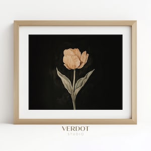 Spring Tulip Flower Painting, Easter Printable Wall Art, Vintage Hydrangea Floral Print, Dark Moody Botanical Spring Decor | 25025
