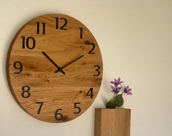 Houten Klok SLIM Zwart, Wandklokken, Grote Klokken, Houten Klokken, Eikenhouten Wandklokken, Moderne Klokken, Klassieke Klokken