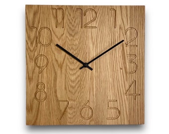 Orologio da parete grande FLEX, orologio silenzioso in legno grande in rovere naturale massiccio dal design moderno e minimalista Orologio da parete unico in legno dal design moderno in rovere